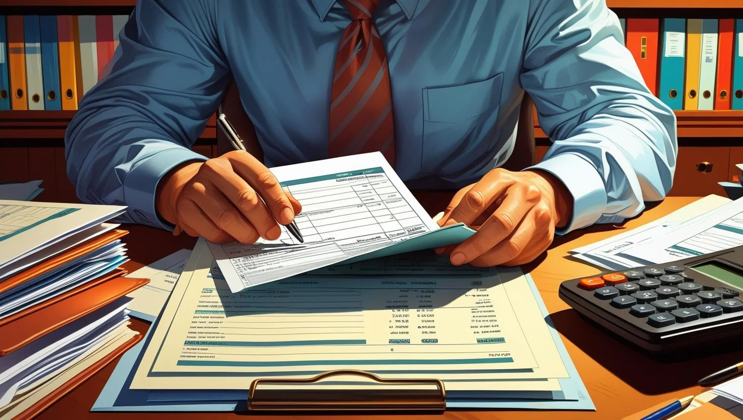 A professional bookkeeper working diligently in a modern London office.
