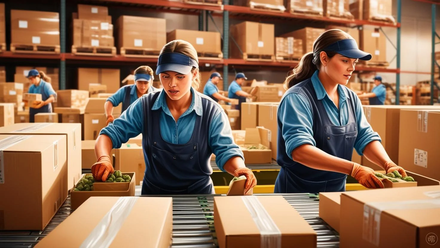 Happy order pickers at work in a warehouse