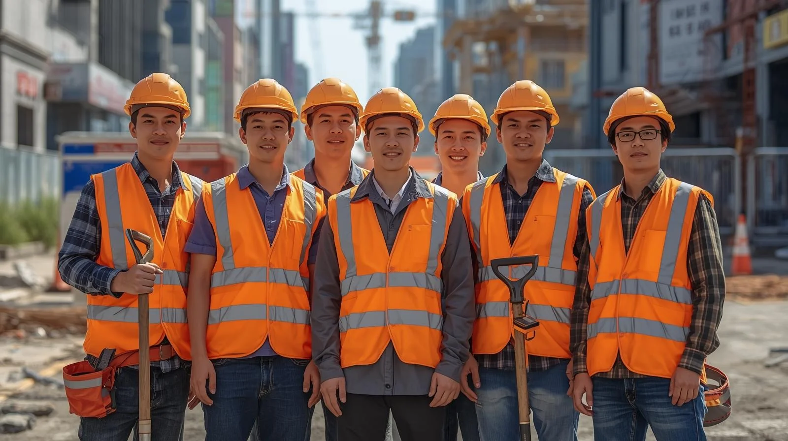 Smiling diverse group of temporary workers ready for deployment
