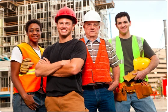 Groundworkers collaborating on a project