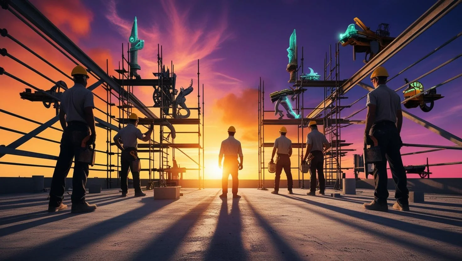 Construction labourers on a job site in Hartley