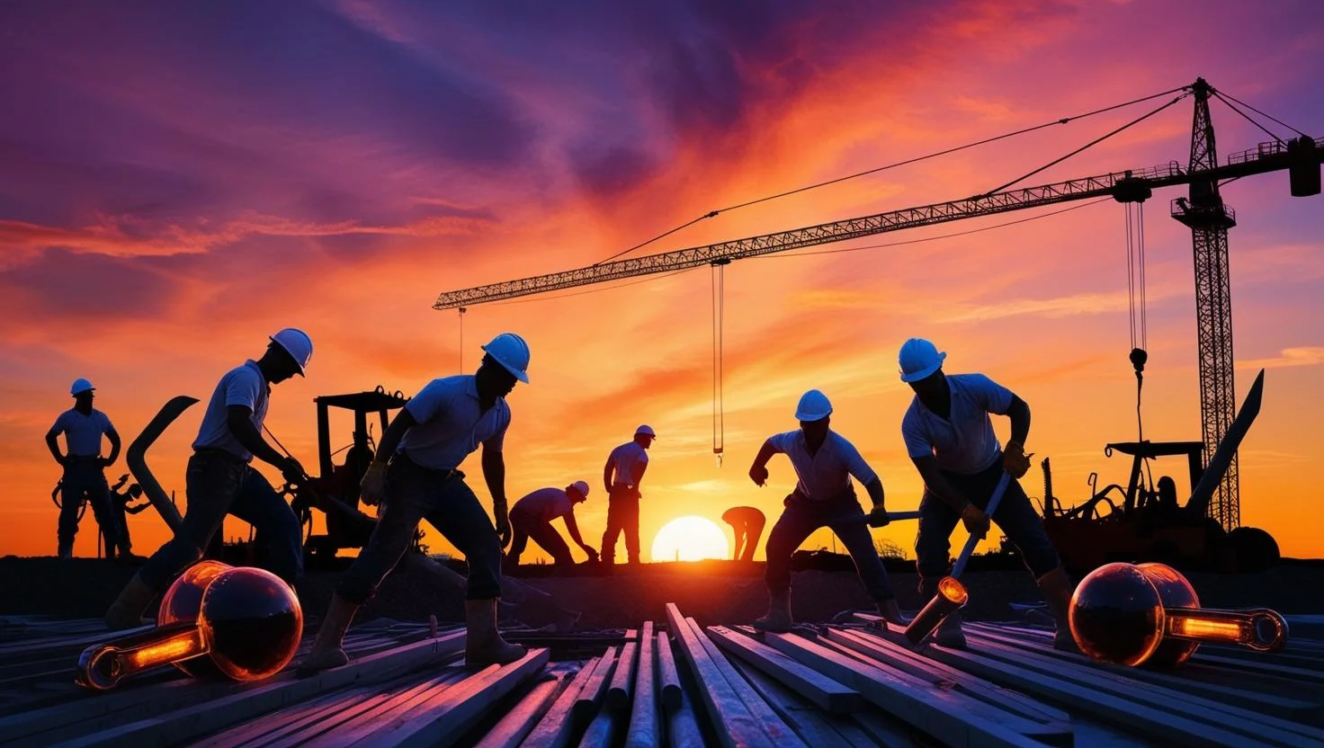 Construction workers on a job site