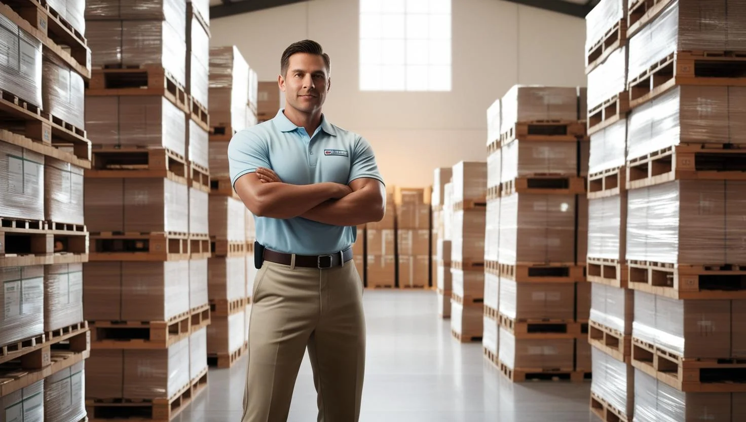 A warehouse manager coordinating with his team