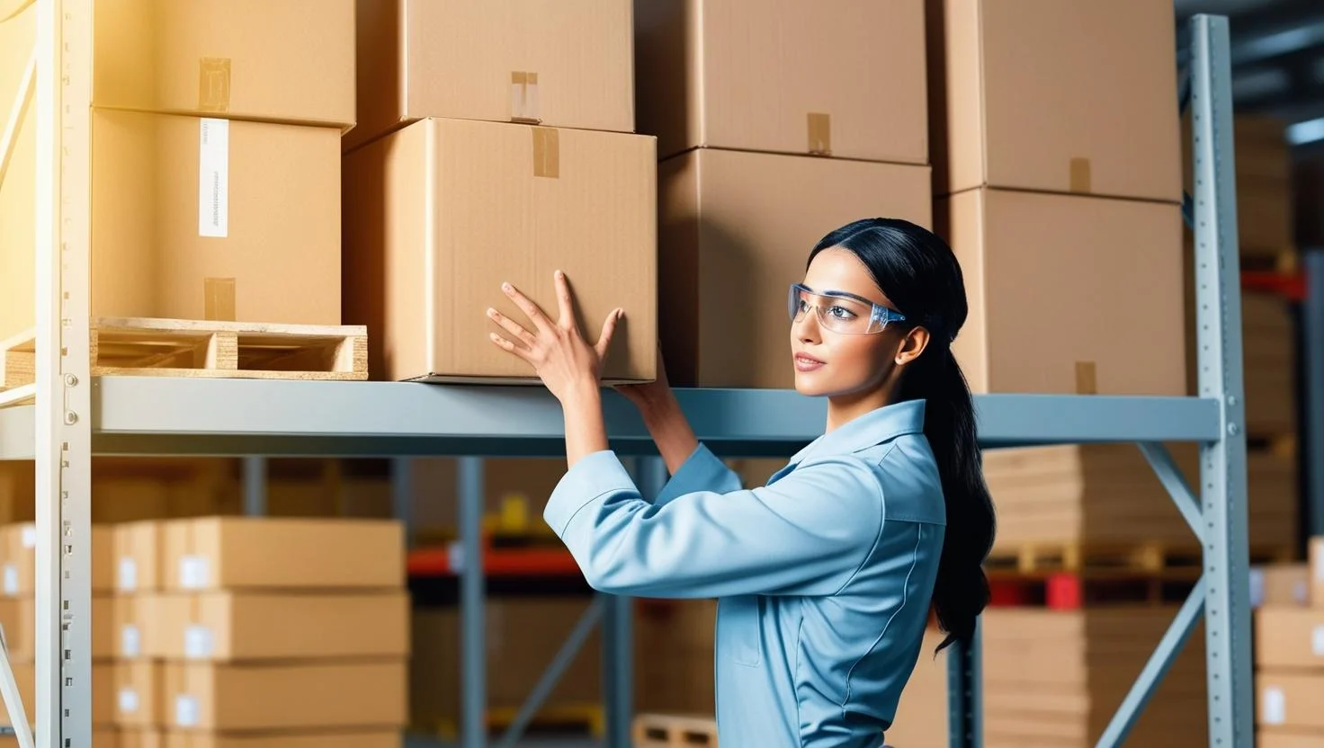 A warehouse picker packer scanning a box