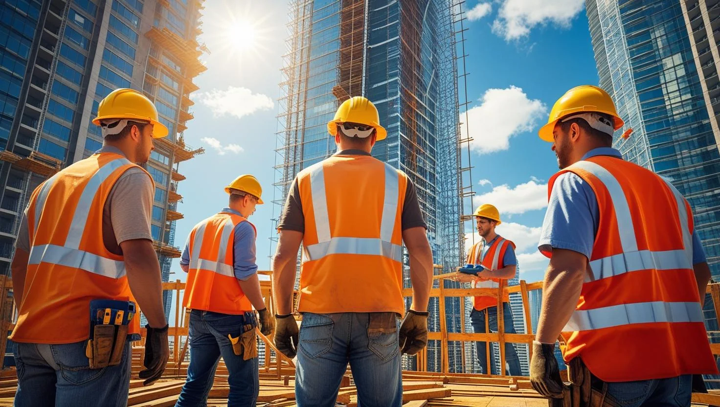 A certified construction worker operating machinery on a site, showcasing the skilled labour available.