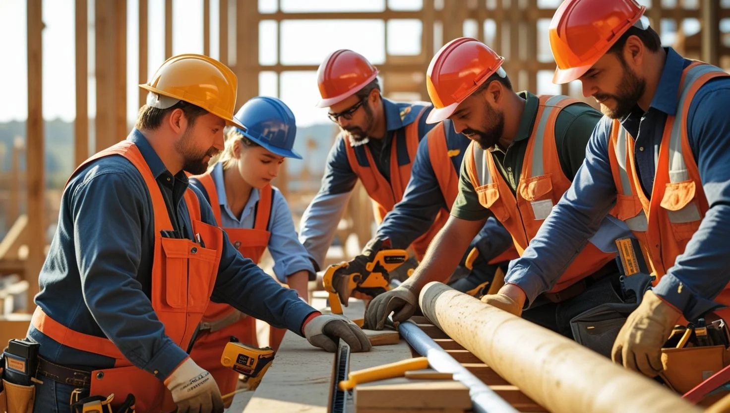 A skilled carpenter working on a construction site
