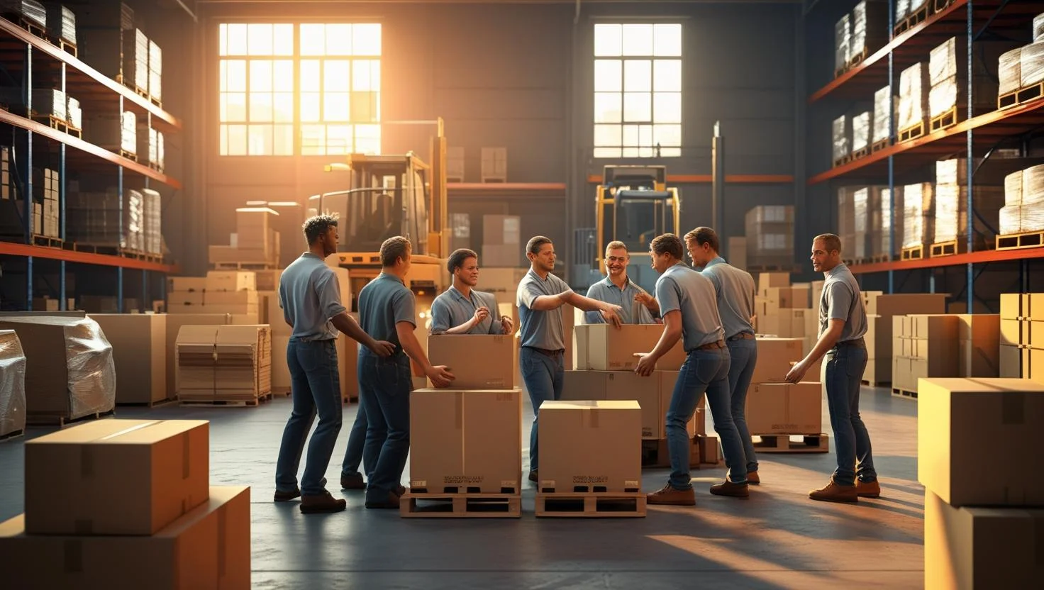 A warehouse picker packer scanning a product in a modern distribution centre.